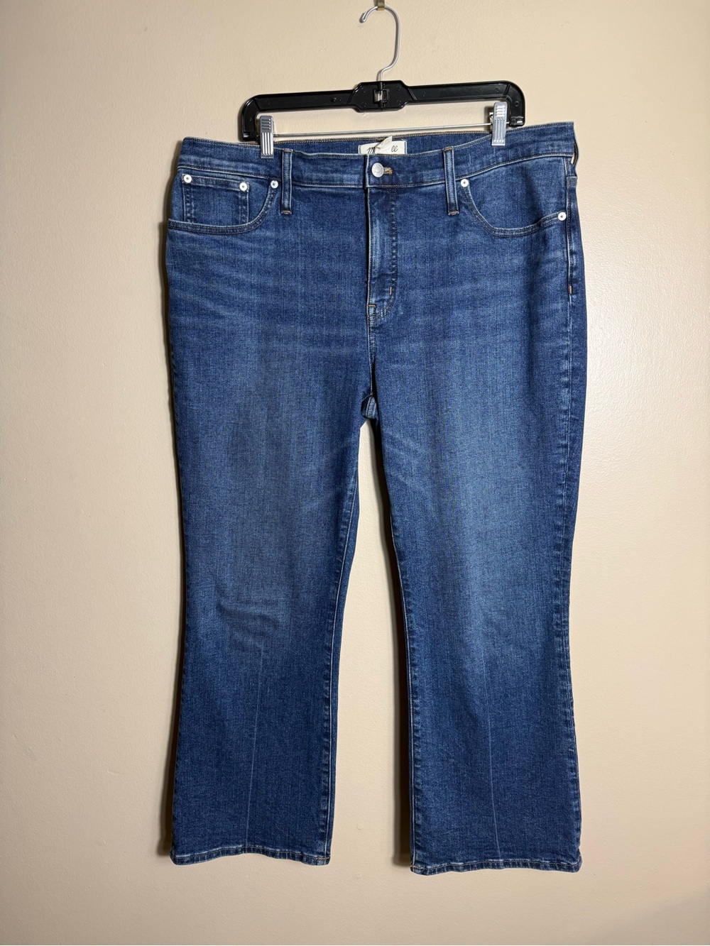 Madewell Mid-Rise Kick Out Jeans Womens Size 33 Blue Cropped Flare Denim